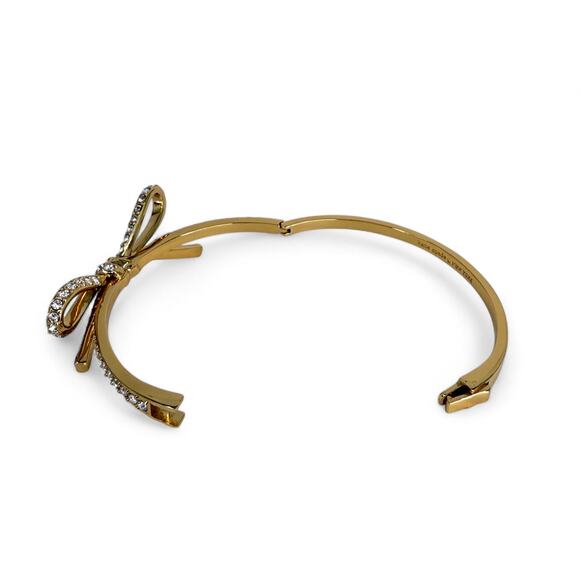 Kate Spade New York Skinny Mini Bow Bangle Bracelet Gold Tone Rhinestone - Picture 5 of 7